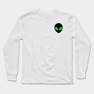 Alien with green eyes design for t-shirts, hoodies, stickers, cases, notebooks, pillows, totes, masks Long Sleeve T-Shirt